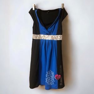Hannah Montana Youth Black Blue Silver Shiny Youth Dress Medium
